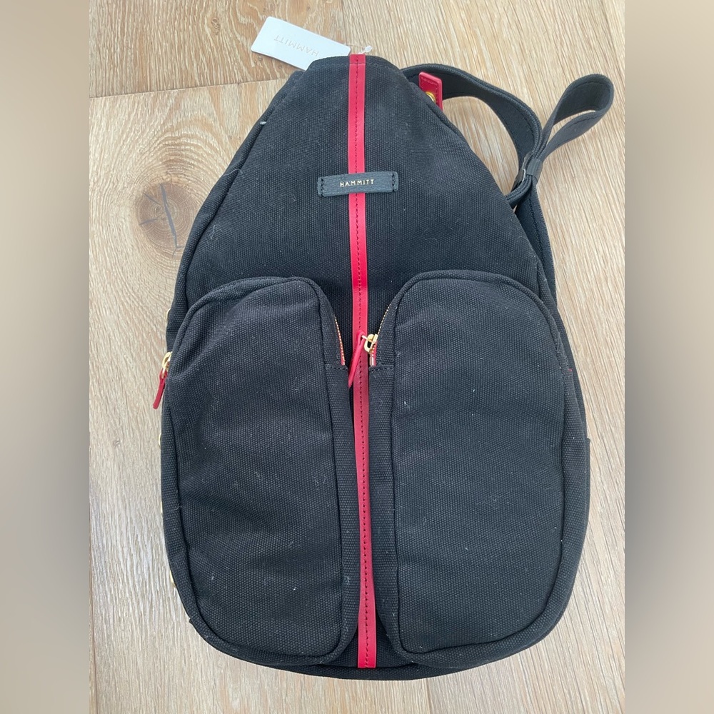 NWT Hammitt Courtside Sling Bag Black Red brushed gold pickle ball
